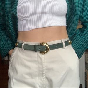 Vintage Morgan Emerald Green Leather Belt